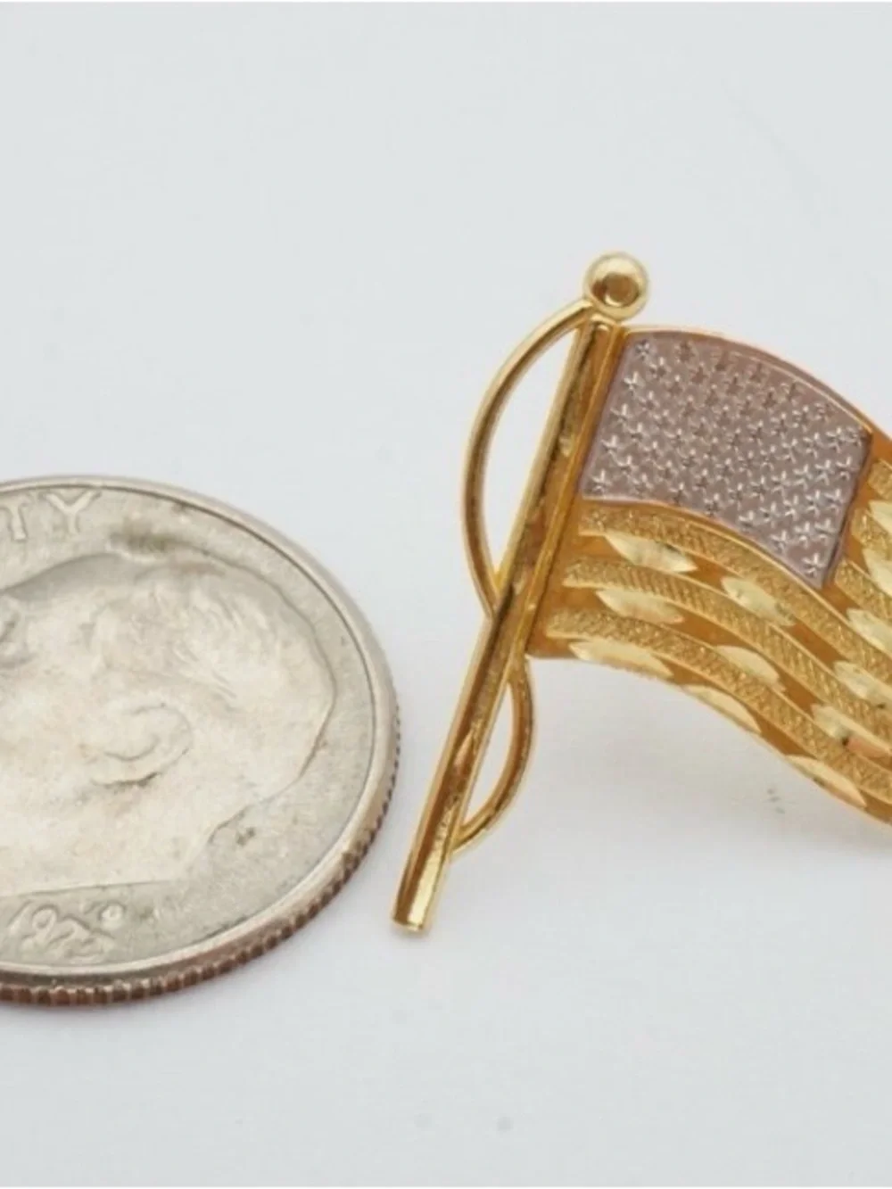 Michael Anthony Solid 14k Yellow Gold American Flag Tie Tack Lapel Pin